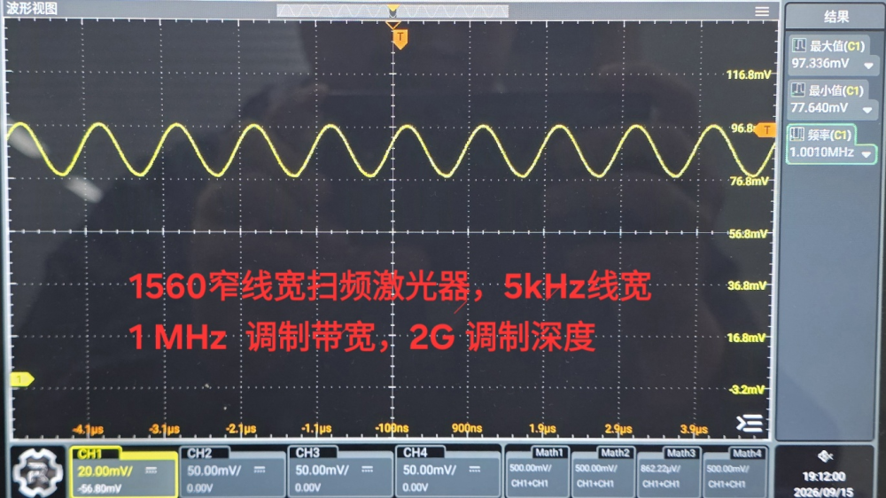 1560nm半导体窄线宽光源，高带宽调制，线性扫频，量子专用
